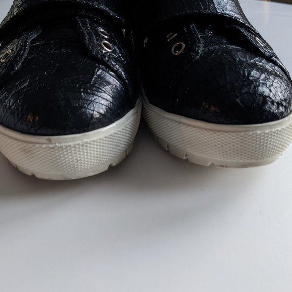 MIU MIU Black Leather High Top Sneaker Donna Cracle - Picture 11 of 12